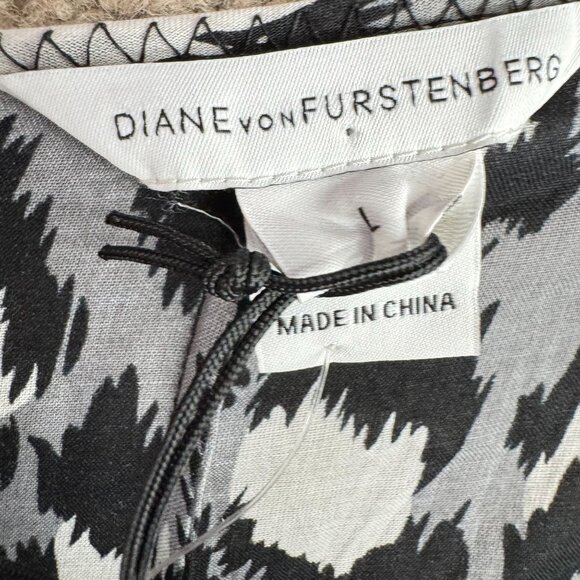 Diane Von Furstenberg Krystle Spotted Cat Strapless Maxi Dress NEW L Black White - Picture 6 of 8